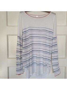 Margaret O'Leary Linen Blend Striped Ballet Neck Sweater